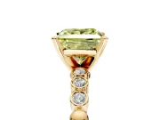 Solitaire Engagement Ring Setting for Fancy Yellow Princess Cut Center with Bezel-Dot Beaded Band and Prong Head in Yellow Gold