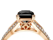 Solitaire Engagement Ring Setting for Fancy Black Radiant Cut Center with Pave Rail Split Shank and Prong Head in Rose Gold