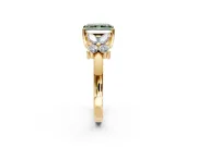 Floral Engagement Ring Setting for Fancy Green Radiant Cut Center with Marquise Cluster Shoulders and Prong Head in Yellow Gold