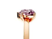 Solitaire Engagement Ring Setting for Fancy Pink Heart-Shaped Center with Basket Rail and Prong Head in Rose Gold