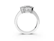 Halo Engagement Ring Setting for Heart-Shaped Center with Milgrain Halo, Pave Band and Prong Head in White Gold
