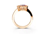 Halo Engagement Ring Setting for Fancy Pink Heart-Shaped Center with Milgrain Halo, Pave Band and Prong Head in Rose Gold