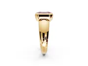 Solitaire Engagement Ring Setting for Fancy Pink Emerald Cut Center with Wide Band and Bezel Head in Yellow Gold