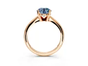 Solitaire Engagement Ring Setting for Fancy Blue Round Cut Center with Knife Ridge Band and Claw Prong Head in Rose Gold