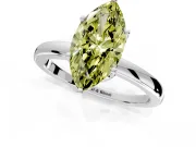 Solitaire Engagement Ring Setting for Fancy Yellow Marquise Center with Plain Band and Tulip Prong Head in White Gold