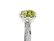 Side Accent Engagement Ring Setting for Fancy Yellow Round Cut Center with Accent Shoulders and Prong Head in Sterling Silver