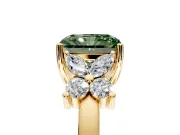 Floral Engagement Ring Setting for Fancy Green Radiant Cut Center with Marquise Cluster Shoulders and Prong Head in Yellow Gold
