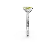 Solitaire Engagement Ring Setting for Fancy Yellow Pear-Shaped Center with Engraved Milgrain Band and Prong Head in Sterling Silver
