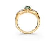 Cluster Engagement Ring Setting for Fancy Green Marquise Center with Round Cut Accent Frame and Prong Head in Yellow Gold