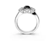 3 Stone Engagement Ring Setting for Fancy Black Marquise Center with Raised Basket Heads and Prong Head in Sterling Silver