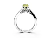 Solitaire Engagement Ring Setting for Fancy Yellow Cushion Cut Center with Crossover Accents and Prong Head in Platinum