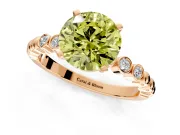 Solitaire Engagement Ring Setting for Fancy Yellow Round Cut Center with Bezel-Dot Beaded Band and Prong Head in Rose Gold