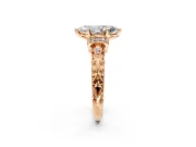 Solitaire Engagement Ring Setting for Marquise Center with Filigree Band and Prong Head in Rose Gold
