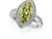 Halo Engagement Ring Setting for Fancy Yellow Marquise Center with Framed Halo, Pave Band and Prong Head in Platinum