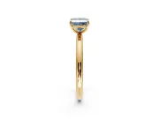 Low-Set Solitaire Engagement Ring Setting for Fancy Blue Princess Cut Center with Thin Plain Band and Prong Head in Yellow Gold