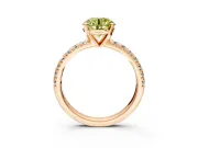 Solitaire Engagement Ring Setting for Fancy Yellow Round Cut Center with Large Accents and Prong Head in Rose Gold