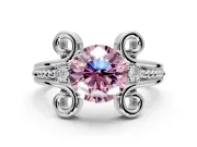 Solitaire Engagement Ring Setting for Fancy Pink Round Cut Center with Twisted Band and Scroll Prong Head in Sterling Silver