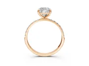 Solitaire Engagement Ring Setting for Cushion Cut Center with Pave Accents and Prong Head in Rose Gold