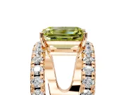 Solitaire Engagement Ring Setting for Fancy Yellow Emerald Cut Center with Wide-Open Split Shank and Prong Head in Rose Gold