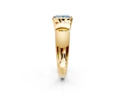 Tension Engagement Ring Setting for Fancy Blue Princess Cut Center with Wide Flat Band and Tension Head in Yellow Gold