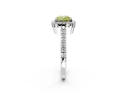 Halo Engagement Ring Setting for Fancy Yellow Cushion Cut Center with Inner Milgrain Border and Prong Head in Platinum