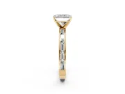 Solitaire Engagement Ring Setting for Radiant Cut Center with Channel Baguette Band and Prong Head in Yellow Gold