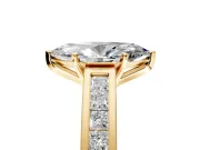 Solitaire Engagement Ring Setting for Marquise Center with Princess Cut Channel Band and Prong Head in Yellow Gold