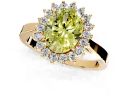 Starburst Halo Engagement Ring Setting for Fancy Yellow Oval Center with Flat Cathedral Band and Prong Head in Yellow Gold