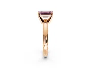 Solitaire Engagement Ring Setting for Fancy Pink Emerald Cut Center with Wire Band and Prong Head in Rose Gold