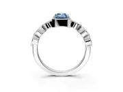 Vintage Station Engagement Ring Setting for Fancy Blue Emerald Cut Center with Accents and Prong Head in Platinum