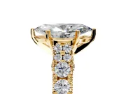 Solitaire Engagement Ring Setting for Marquise Center with Pave Cathedral Shoulders and Prong Head in Yellow Gold