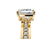 Solitaire Engagement Ring Setting for Princess Cut Center with Raised Channel Band and Prong Head in Yellow Gold