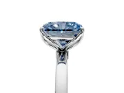 Solitaire Engagement Ring Setting for Fancy Blue Radiant Cut Center with Thin Rounded Plain Band and Prong Head in Platinum
