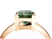 Solitaire Engagement Ring Setting for Fancy Green Princess Cut Center with Plain Band and Flat Tab Prong Head in Rose Gold