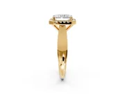 Halo Engagement Ring Setting for Radiant Cut Center with Square Band and Prong Head in Yellow Gold