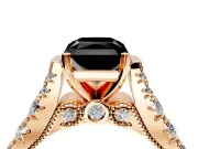 Solitaire Engagement Ring Setting for Fancy Black Radiant Cut Center with Pave Cathedral Shoulders and Prong Head in Rose Gold