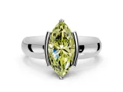 Tension Engagement Ring Setting for Fancy Yellow Marquise Center with Wide Flat Band and Tension Head in White Gold