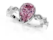 Milgrain Bezel Engagement Ring Setting for Fancy Pink Pear-Shaped Center with Marquise Stations and Bezel Head in Platinum