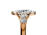 5 Stone Engagement Ring Setting for Marquise Center with Equal Close-Set Accents and Prong Head in Rose Gold