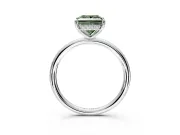 Solitaire Engagement Ring Setting for Fancy Green Princess Cut Center with Plain Band, Open Basket and Prong Head in Sterling Silver