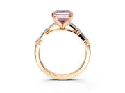 Baguette Engagement Ring Setting for Fancy Pink Asscher Cut Center with Alternating Bar-Set Band and Prong Head in Rose Gold