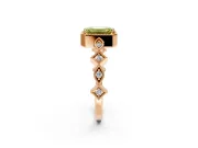 Milgrain Bezel Engagement Ring Setting for Fancy Yellow Emerald Cut Center with Marquise Stations and Bezel Head in Rose Gold