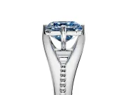 Solitaire Engagement Ring Setting for Fancy Blue Asscher Cut Center with Milgrain Cathedral Band and Prong Head in Platinum