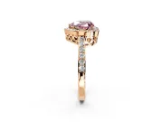 Halo Engagement Ring Setting for Fancy Pink Heart-Shaped Center with Heart-Shaped Openwork, Pave Band and Prong Head in Rose Gold