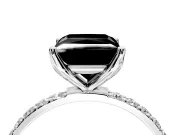 Solitaire Engagement Ring Setting for Fancy Black Princess Cut Center with Fine Pave Accents and Prong Head in White Gold