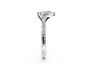 Baguette Engagement Ring Setting for Pear-Shaped Center with Alternating Bar-Set Band and Prong Head in Platinum