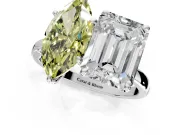 Fancy Yellow Marquise and Emerald Cut Lab-Grown Diamond Toi et Moi Engagement Ring with Prong-Set Stones in Platinum