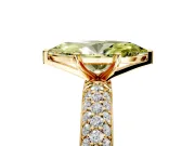 Solitaire Engagement Ring Setting for Fancy Yellow Marquise Center with Domed Multi-Row Pave Band and Prong Head in Yellow Gold