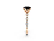 Solitaire Engagement Ring Setting for Fancy Black Round Cut Center with Alternating Size Accents and Prong Head in Rose Gold
