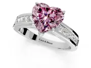 Solitaire Engagement Ring Setting for Fancy Pink Heart-Shaped Center with Princess Cut Channel Band and Prong Head in Sterling Silver
